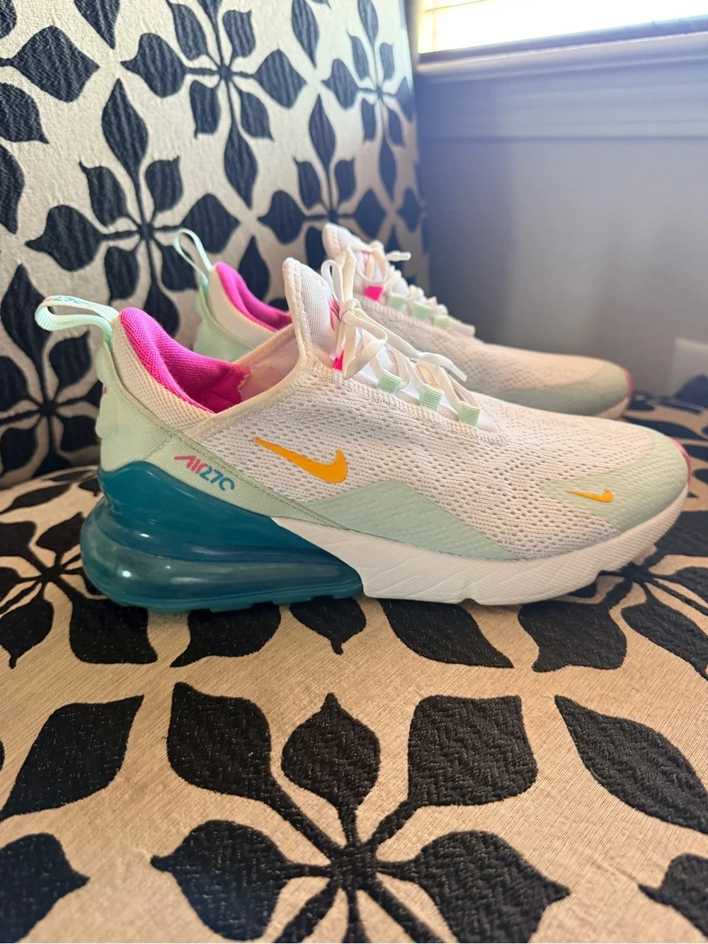 Nike Air Max 270 White Mint Yellow Pink Accents